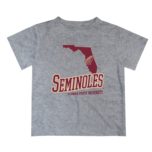 Florida State Seminoles Vive La Fete State Map Gray Short Sleeve Tee Shirt