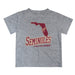 Florida State Seminoles Vive La Fete State Map Gray Short Sleeve Tee Shirt