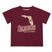 Florida State Seminoles Vive La Fete State Map Garnet Short Sleeve Tee Shirt