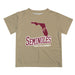 Florida State Seminoles Vive La Fete State Map Gold Short Sleeve Tee Shirt