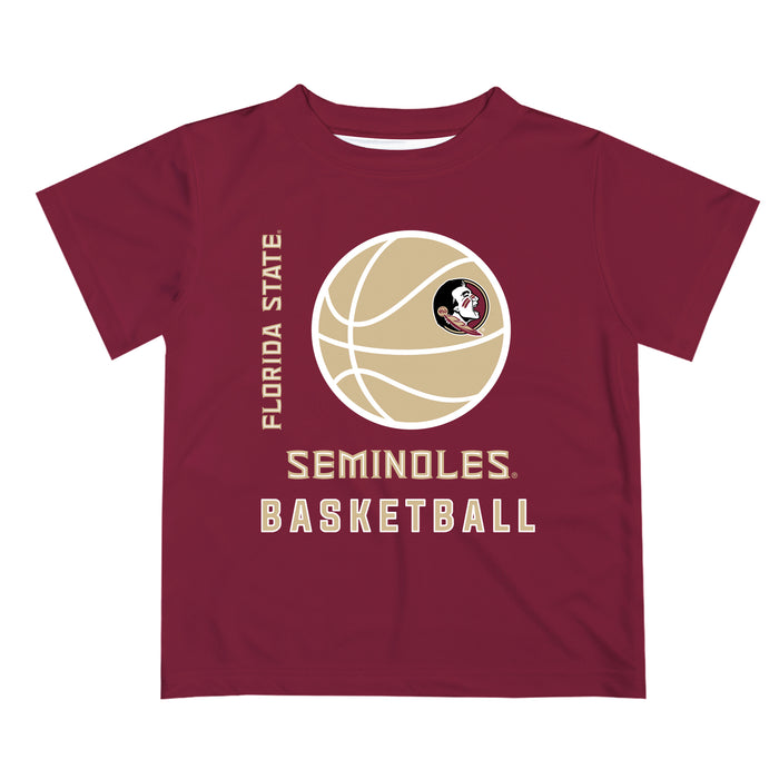 Florida State Seminoles Vive La Fete Basketball V1 Garnet Short Sleeve Tee Shirt