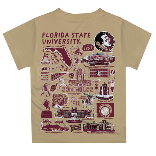 Florida State Seminoles Hand Sketched Vive La Fete Impressions Artwork Boys Gold Short Sleeve Tee Shirt - Vive La Fête - Online Apparel Store