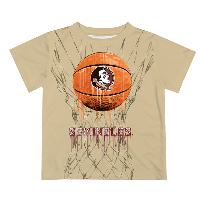 Florida State Seminoles Original Dripping Basketball Gold T-Shirt by Vive La Fete