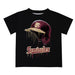 Florida State Seminoles Original Dripping Baseball Helmet Black T-Shirt by Vive La Fete