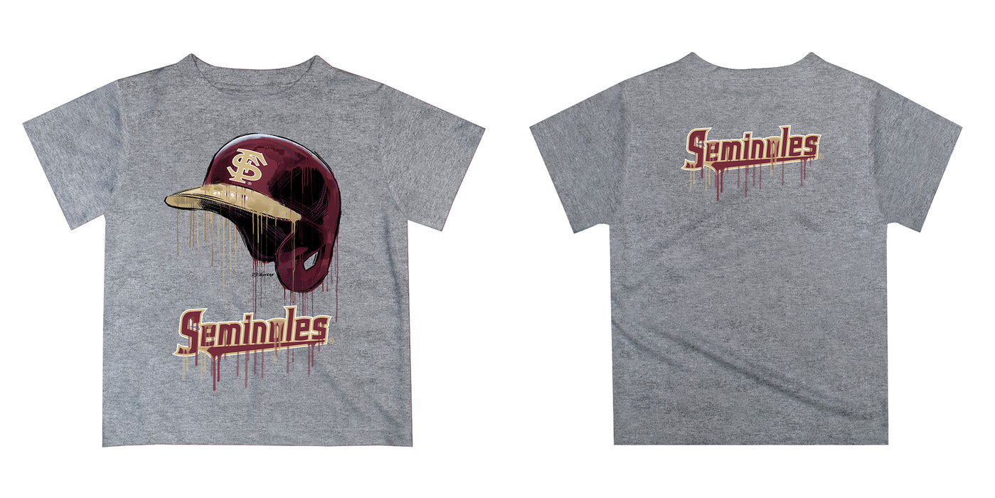 Florida State Seminoles Original Dripping Baseball Helmet Garnet T-Shirt by Vive La Fete - Vive La Fête - Online Apparel Store