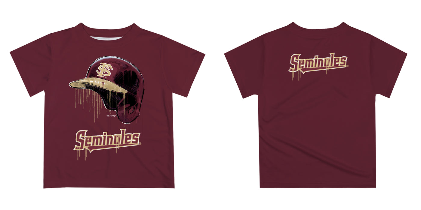 Florida State Seminoles Original Dripping Baseball Helmet Garnet T-Shirt by Vive La Fete - Vive La Fête - Online Apparel Store