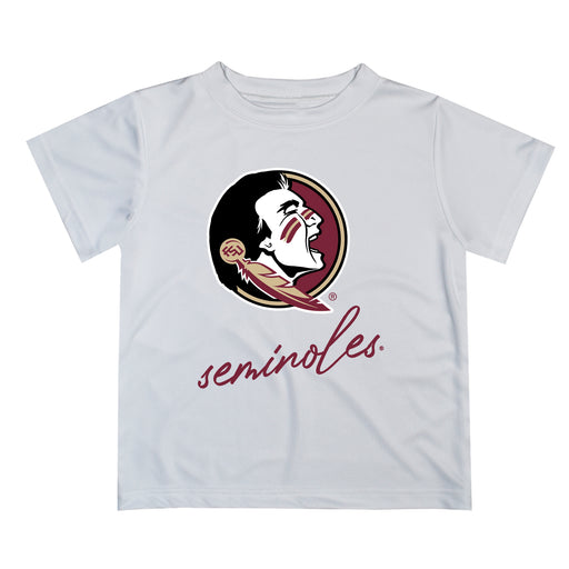 Florida State Seminoles Vive La Fete Script V1 White Short Sleeve Tee Shirt