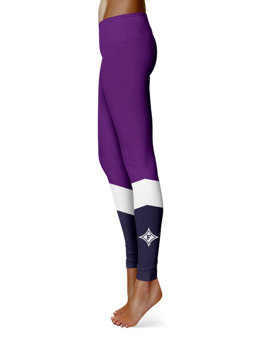 Furman Paladins Vive La Fete Game Day Collegiate Ankle Color Block Women's Purple Yoga Leggings - Vive La Fête - Online Apparel Store