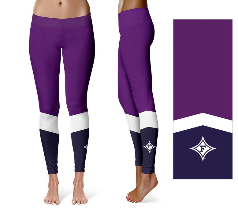 Furman Paladins Vive La Fete Game Day Collegiate Ankle Color Block Women's Purple Yoga Leggings - Vive La Fête - Online Apparel Store