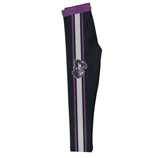 Furman Paladins Purple Waist Gray And Purple Stripes Black Leggings - Vive La Fête - Online Apparel Store