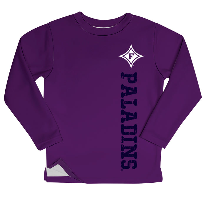 Furman Paladins Logo Purple Long Sleeve Fleece Sweatshirt Side Vents - Vive La Fête - Online Apparel Store