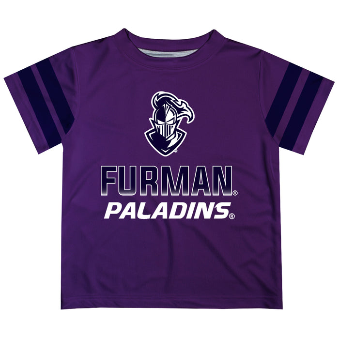 Furman Paladins Stripes Purple Short Sleeve Tee Shirt - Vive La Fête - Online Apparel Store