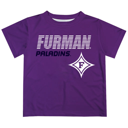 Furman Paladins Solid Stripped Logo Purple Short Sleeve Tee Shirt - Vive La Fête - Online Apparel Store