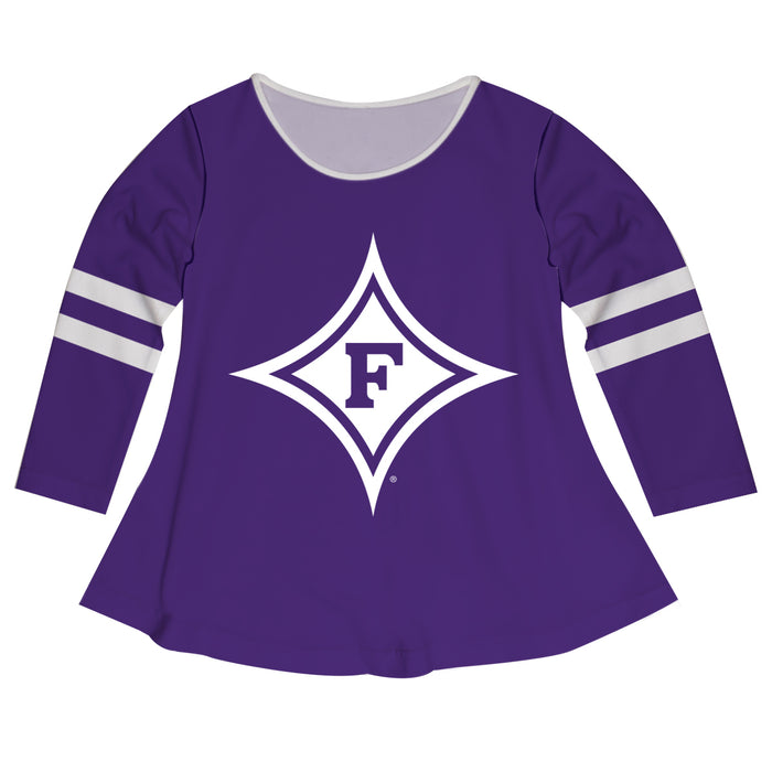 Furman Paladins Big Logo Purple Stripes Long Sleeve Girls Laurie Top - Vive La Fête - Online Apparel Store