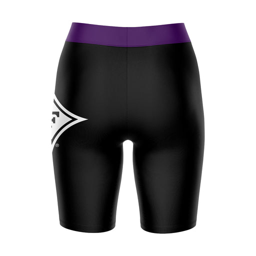 Furman Paladins Vive La Fete Game Day Logo on Thigh and Waistband Black and Purple Women Bike Short 9 Inseam" - Vive La Fête - Online Apparel Store