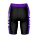 Furman Paladins Vive La Fete Logo on Waistband and Purple Stripes Black Women Bike Short 9 Inseam - Vive La Fête - Online Apparel Store