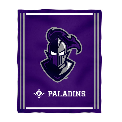 Furman Paladins Vive La Fete Kids Game Day Purple Plush Soft Minky Blanket 36 x 48 Mascot