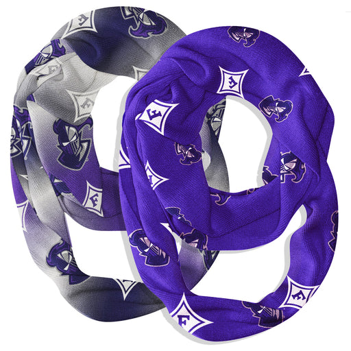 Furman Paladins Vive La Fete All Over Logo Game Day Collegiate Women Set of 2 Light Weight Ultra Soft Infinity Scarfs