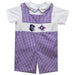 Furman Paladins Smocked Purple Gingham Jon Jon And Short Sleeve White Shirt