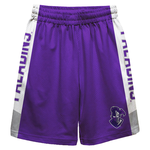 Furman Paladins Vive La Fete Game Day Purple Stripes Boys Solid White Athletic Mesh Short