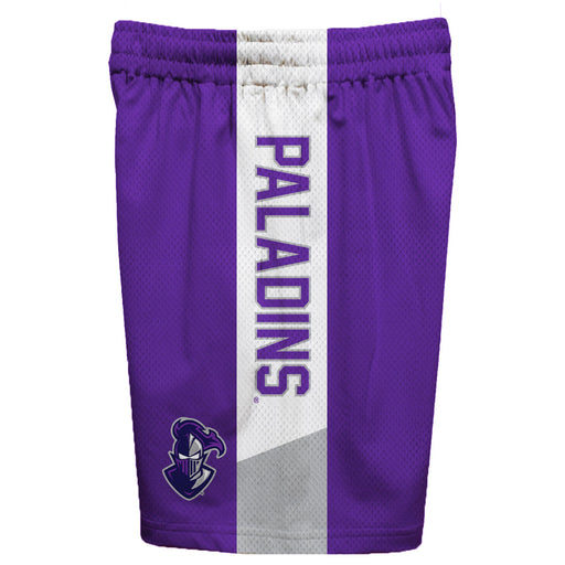 Furman Paladins Vive La Fete Game Day Purple Stripes Boys Solid White Athletic Mesh Short - Vive La Fête - Online Apparel Store
