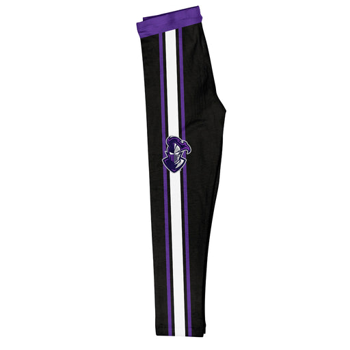 Furman Paladins Vive La Fete Girls Game Day Black with Purple Stripes Leggings Tights