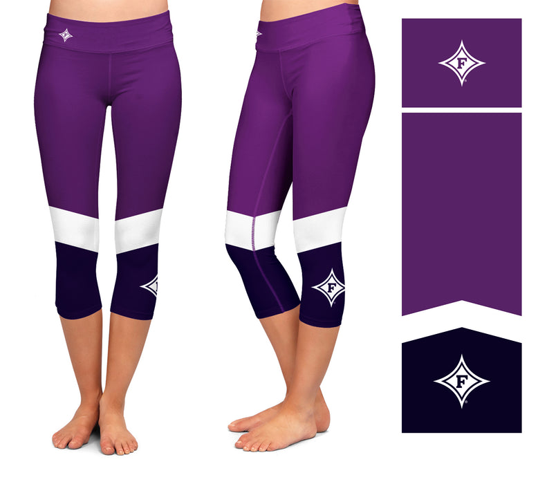 Furman Paladins Vive La Fete Game Day Collegiate Ankle Color Block Women Purple Capri Leggings - Vive La Fête - Online Apparel Store