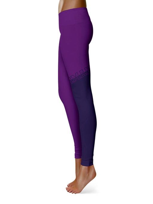 Furman Paladins Vive La Fete Game Day Collegiate Leg Color Block Women Purple Yoga Leggings - Vive La Fête - Online Apparel Store