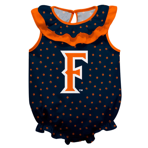 Cal State Fullerton Titans Swirls Blue Sleeveless Ruffle Onesie Logo Bodysuit
