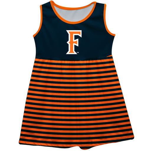 Cal State Fullerton Titans CSUF Vive La Fete Girls Game Day Sleeveless Tank Dress Solid Navy Logo Stripes on Skirt - Vive La Fête - Online Apparel Store