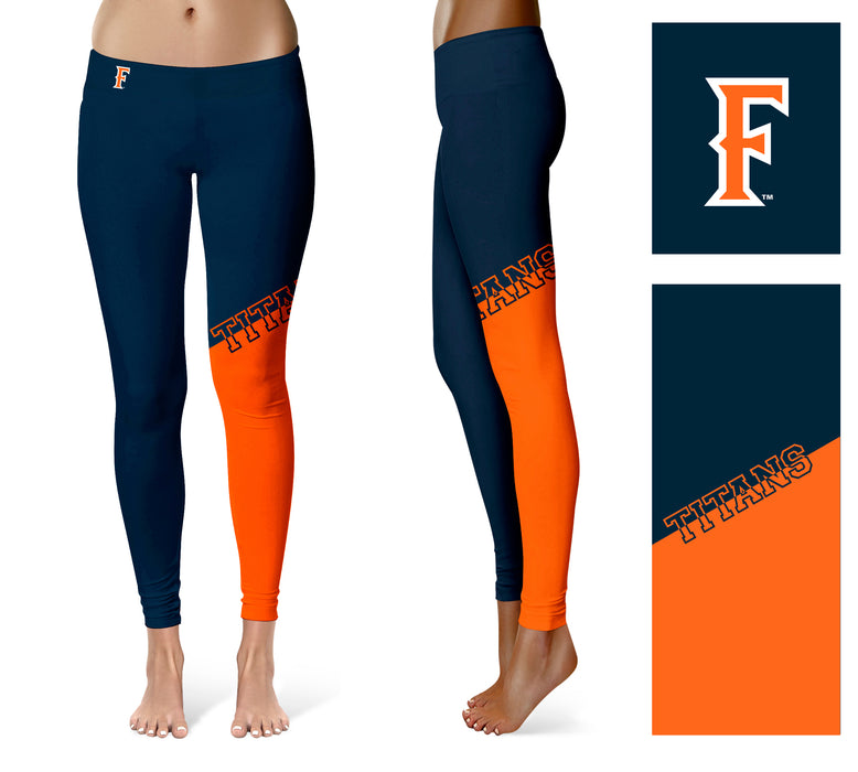 Cal State Fullerton Titans CSUF Vive la Fete Game Day Collegiate Leg Color Block Women Navy Orange Yoga Leggings - Vive La Fête - Online Apparel Store