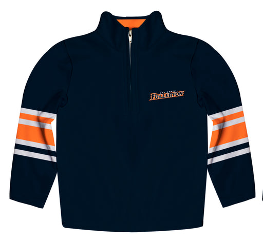 Cal State Fullerton Titans CSUF Vive La Fete Game Day Navy Quarter Zip Pullover Stripes on Sleeves - Vive La Fête - Online Apparel Store