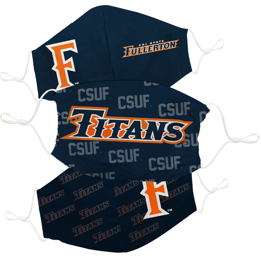 Cal State Fullerton Titans CSUF Face Mask Navy Set of Three - Vive La Fête - Online Apparel Store