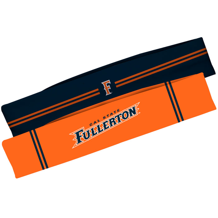 Cal State Fullerton Titans Vive La Fete Girls Women Game Day Set of 2 Stretch Headbands Headbands Logo Navy Name Orange