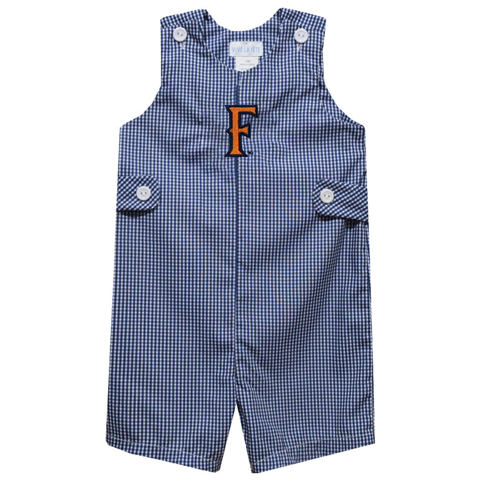 Cal State Fullerton Titans CSUF Embroidered Navy Gingham Boys Jon Jon