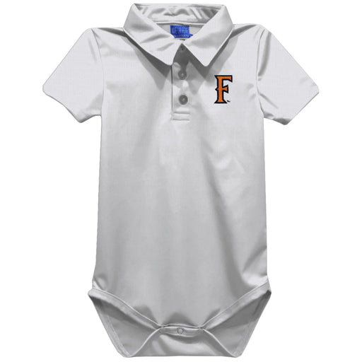 Cal State Fullerton Titans CSUF Embroidered White Solid Knit Polo Onesie