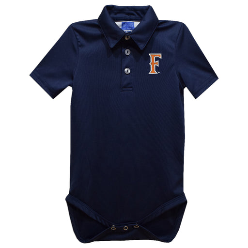 Cal State Fullerton Titans CSUF Embroidered Navy Solid Knit Polo Onesie