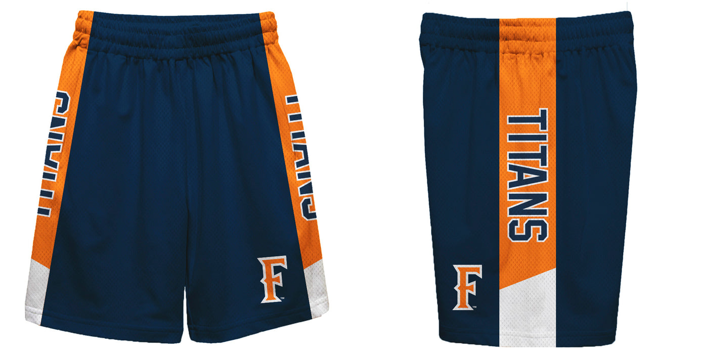 Cal State Fullerton Titans Vive La Fete Game Day Blue Stripes Boys Solid Orange Athletic Mesh Short - Vive La Fête - Online Apparel Store
