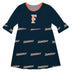 Cal State Fullerton Titans Vive La Fete Girls Game Day 3/4 Sleeve Solid Navy All Over Logo on Skirt