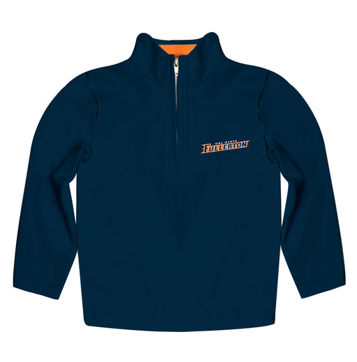 Cal State Fullerton Titans CSUF Vive La Fete Game Day Solid Blue Quarter Zip Pullover Sleeves