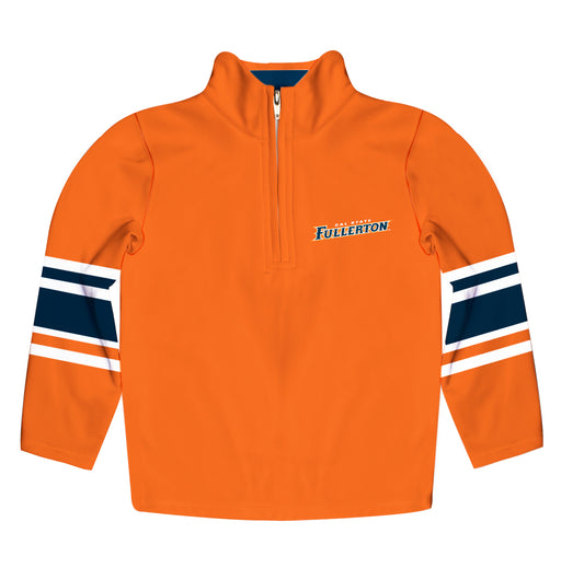 Cal State Fullerton Titans CSUF Vive La Fete Game Day Orange Quarter Zip Pullover Stripes on Sleeves