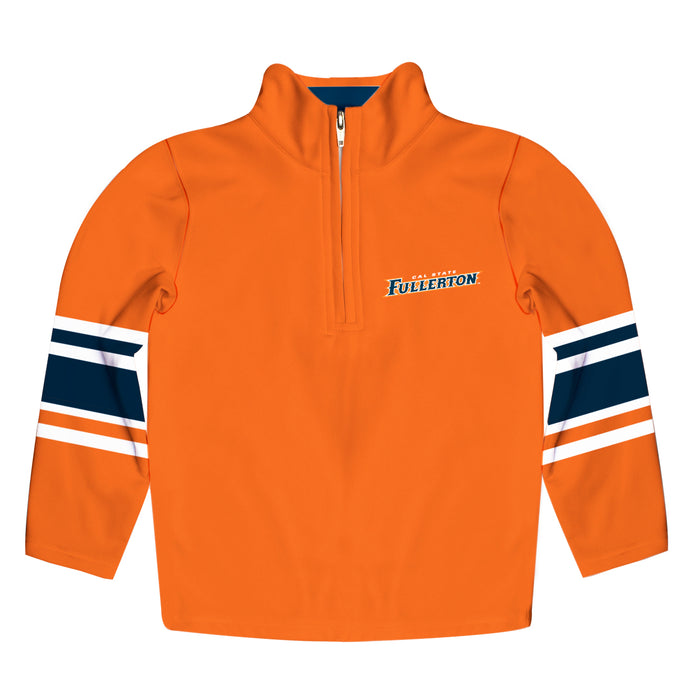 Cal State Fullerton Titans CSUF Vive La Fete Game Day Orange Quarter Zip Pullover Stripes on Sleeves