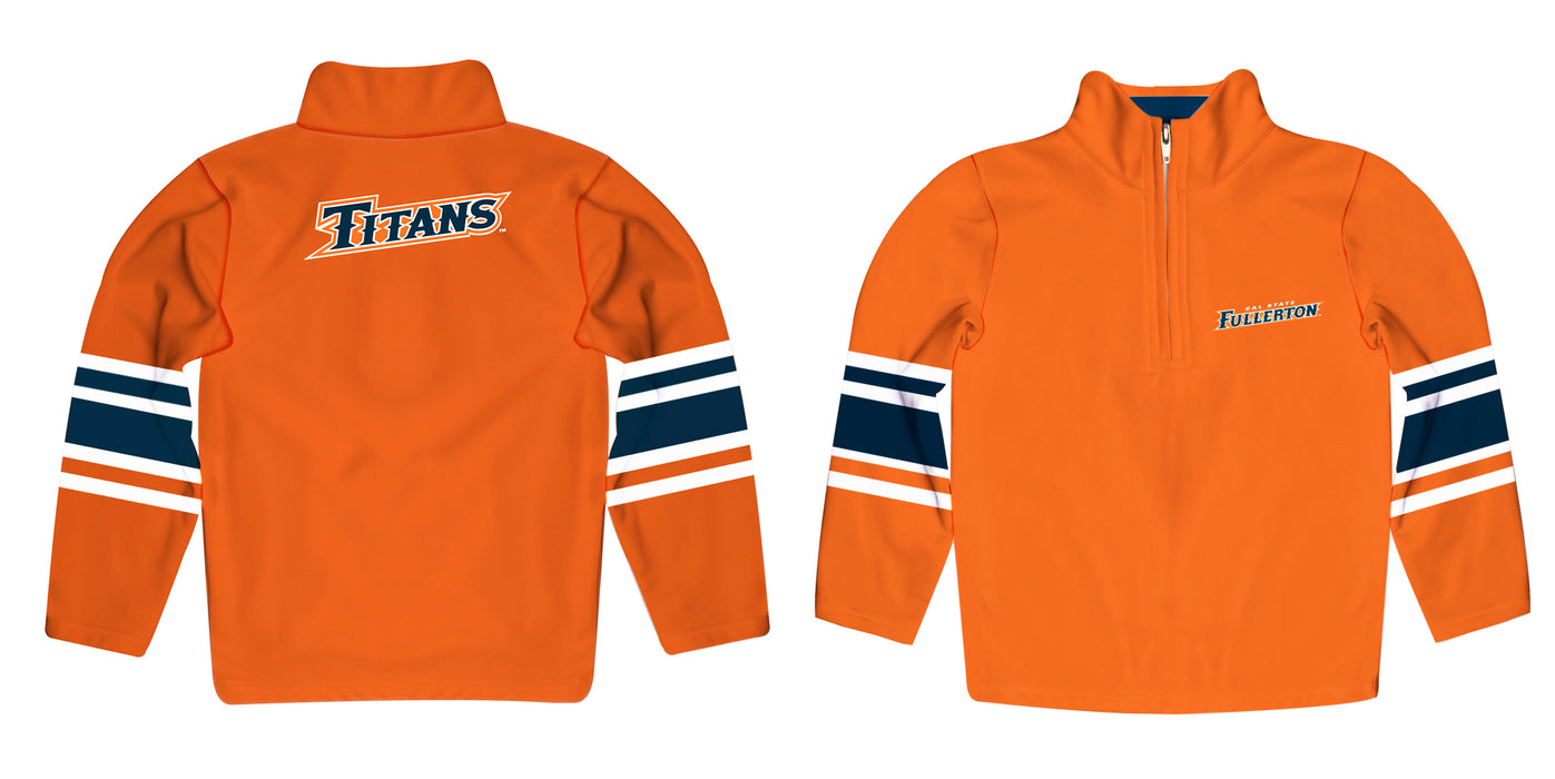 Cal State Fullerton Titans CSUF Vive La Fete Game Day Orange Quarter Zip Pullover Stripes on Sleeves - Vive La Fête - Online Apparel Store