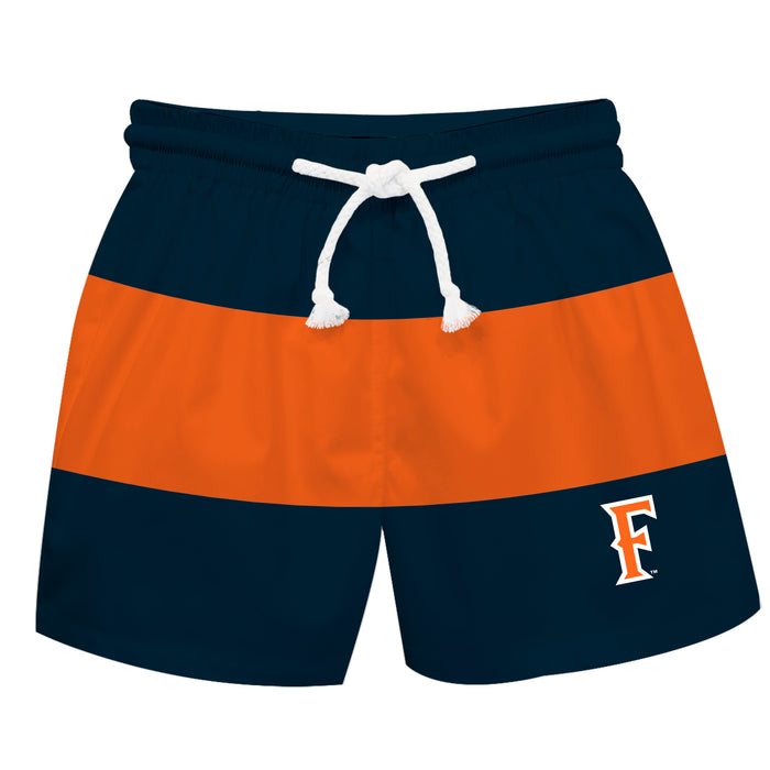 Cal State Fullerton Titans Vive La Fete Blue Orange Stripes Swimtrunks V2
