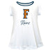 Cal State Fullerton Titans Vive La Fete Girls Game Day Short Sleeve White Top with School Logo and Name