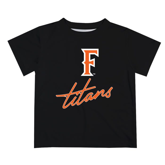 Cal State Fullerton Titans CSUF Vive La Fete Script V1 Black Short Sleeve Tee Shirt