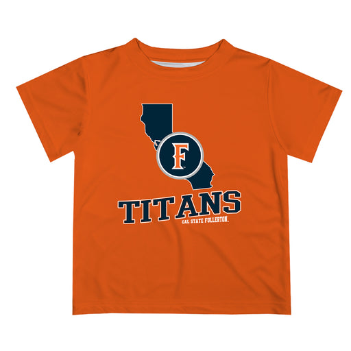 Cal State Fullerton Titans CSUF Vive La Fete State Map Orange Short Sleeve Tee Shirt