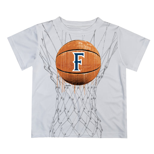 Cal State Fullerton Titans CSUF Original Dripping Basketball White T-Shirt by Vive La Fete
