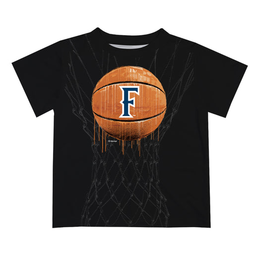 Cal State Fullerton Titans CSUF Original Dripping Basketball Black T-Shirt by Vive La Fete