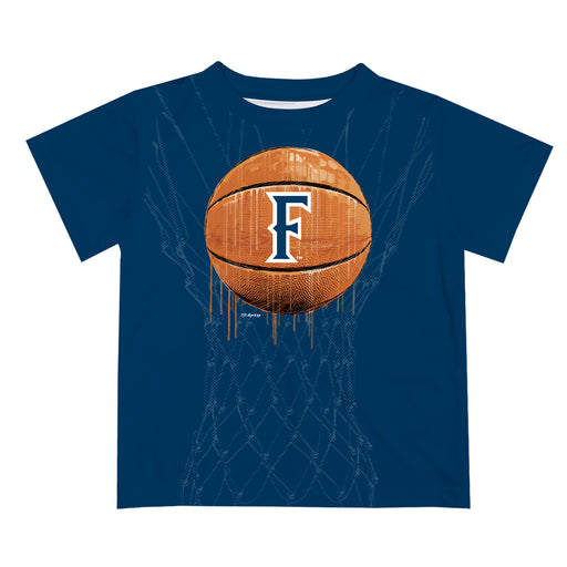 Cal State Fullerton Titans CSUF Original Dripping Basketball Blue T-Shirt by Vive La Fete